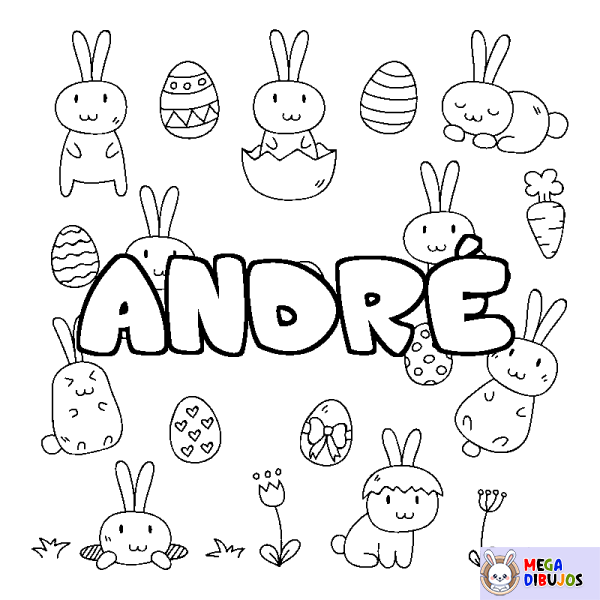 Coloración del nombre ANDR&Eacute; - decorado Pascua