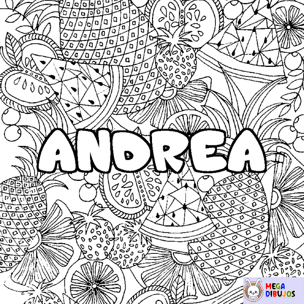 Coloración del nombre ANDREA - decorado mandala de frutas