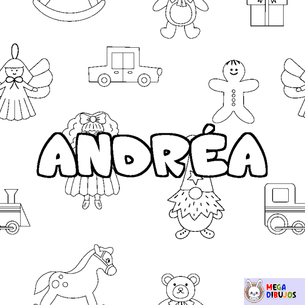 Coloración del nombre ANDR&Eacute;A - decorado juguetes