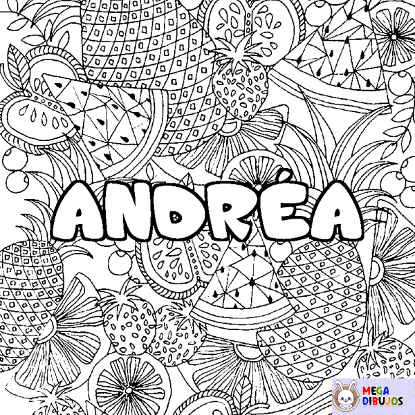 Coloración del nombre ANDR&Eacute;A - decorado mandala de frutas