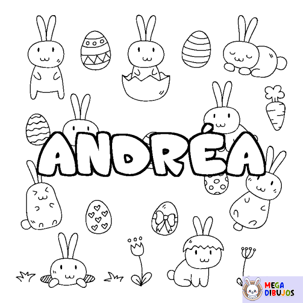 Coloración del nombre ANDR&Eacute;A - decorado Pascua