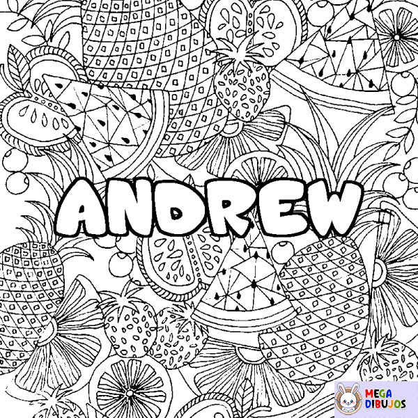 Coloración del nombre ANDREW - decorado mandala de frutas