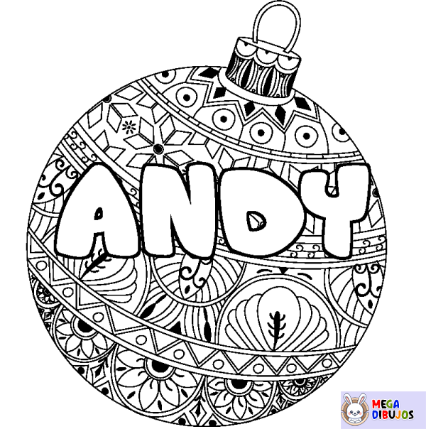 Coloración del nombre ANDY - decorado bola de Navidad