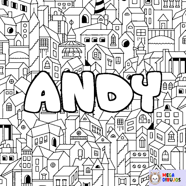 Coloración del nombre ANDY - decorado ciudad