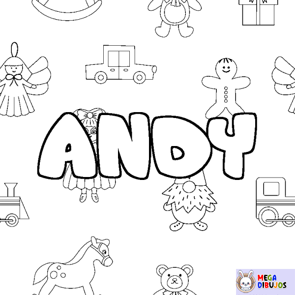 Coloración del nombre ANDY - decorado juguetes