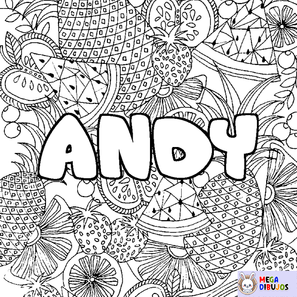 Coloración del nombre ANDY - decorado mandala de frutas