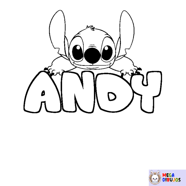 Coloración del nombre ANDY - decorado Stitch