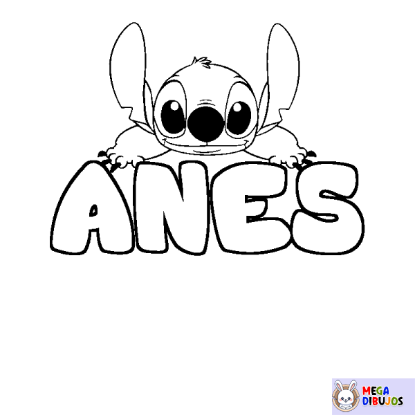 Coloración del nombre ANES - decorado Stitch