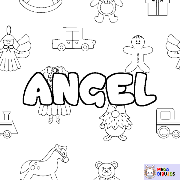 Coloración del nombre ANGEL - decorado juguetes