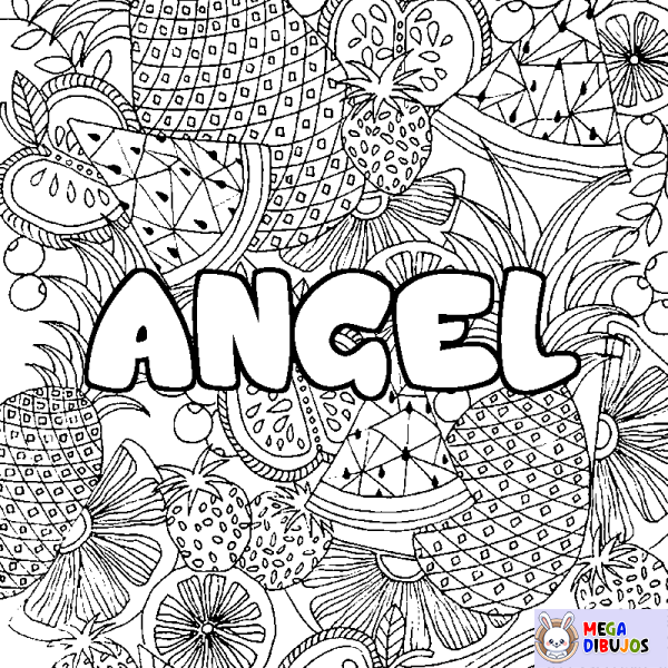 Coloración del nombre ANGEL - decorado mandala de frutas