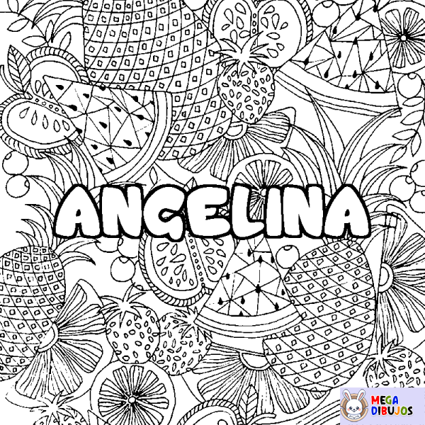 Coloración del nombre ANGELINA - decorado mandala de frutas