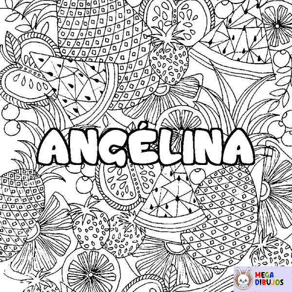 Coloración del nombre ANG&Eacute;LINA - decorado mandala de frutas