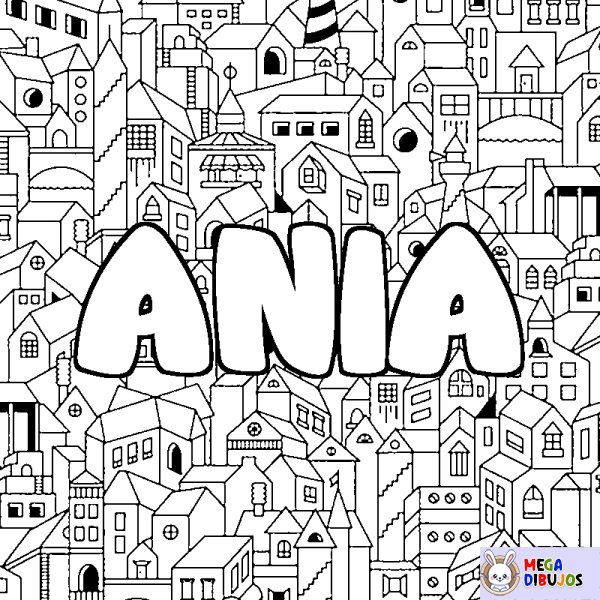 Coloración del nombre ANIA - decorado ciudad