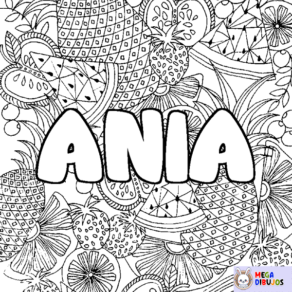 Coloración del nombre ANIA - decorado mandala de frutas