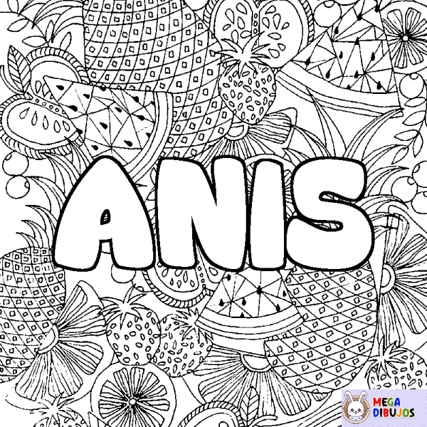 Coloración del nombre ANIS - decorado mandala de frutas