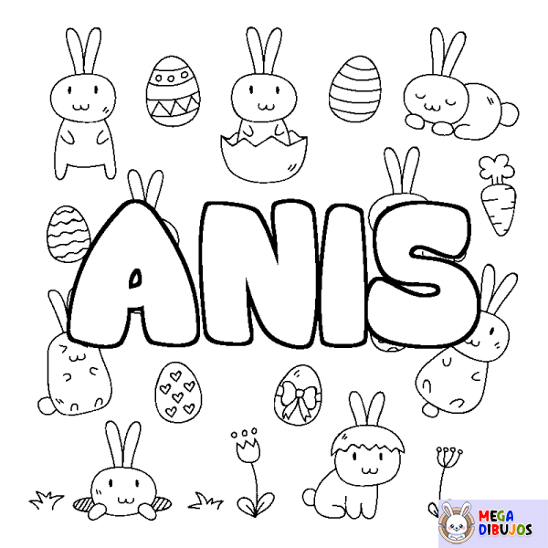 Coloración del nombre ANIS - decorado Pascua