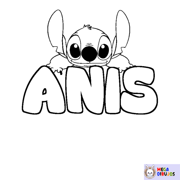 Coloración del nombre ANIS - decorado Stitch