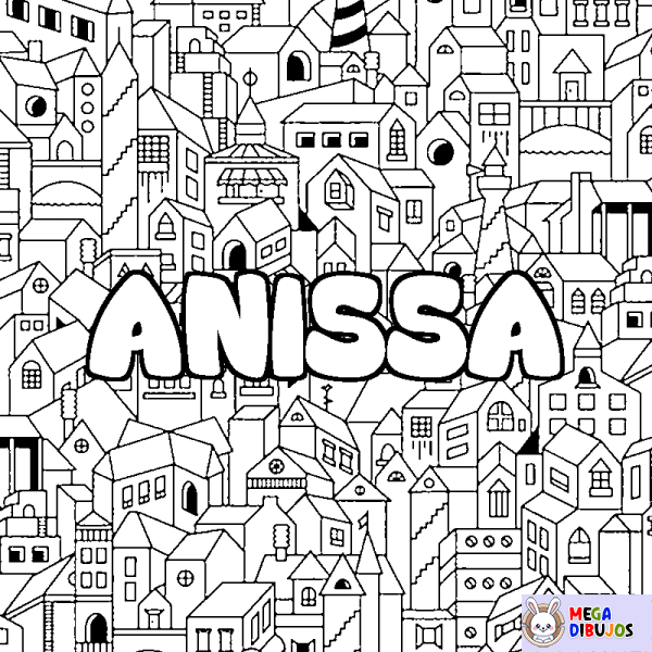Coloración del nombre ANISSA - decorado ciudad