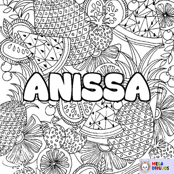 Coloración del nombre ANISSA - decorado mandala de frutas