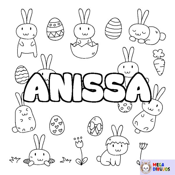 Coloración del nombre ANISSA - decorado Pascua