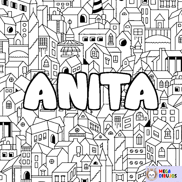 Coloración del nombre ANITA - decorado ciudad