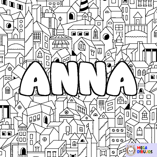 Coloración del nombre ANNA - decorado ciudad