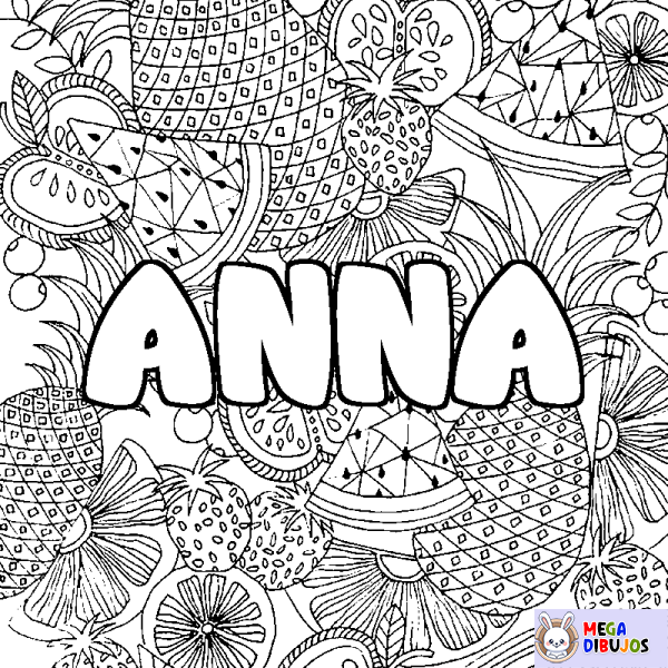 Coloración del nombre ANNA - decorado mandala de frutas