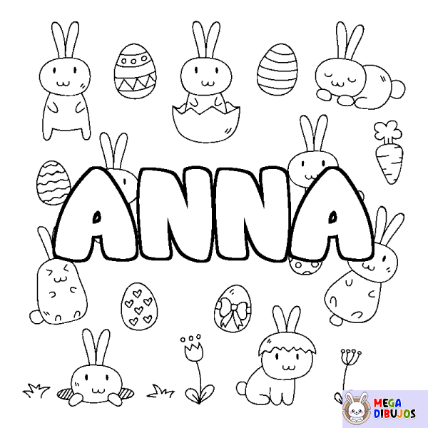 Coloración del nombre ANNA - decorado Pascua