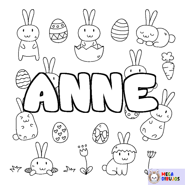 Coloración del nombre ANNE - decorado Pascua