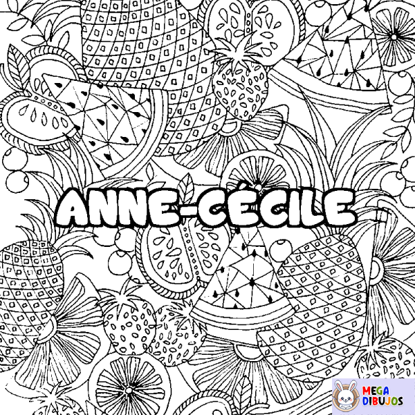 Coloración del nombre ANNE-C&Eacute;CILE - decorado mandala de frutas