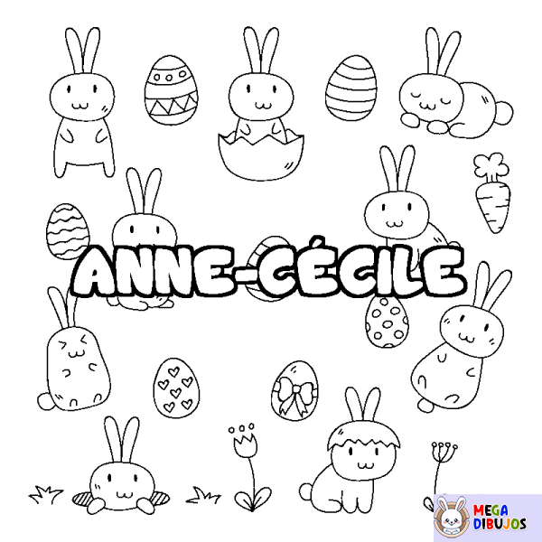 Coloración del nombre ANNE-C&Eacute;CILE - decorado Pascua