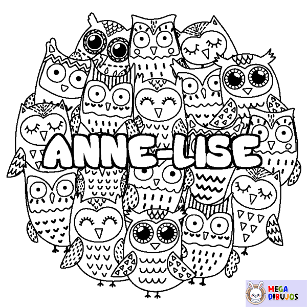 Coloración del nombre ANNE-LISE - decorado b&uacute;hos