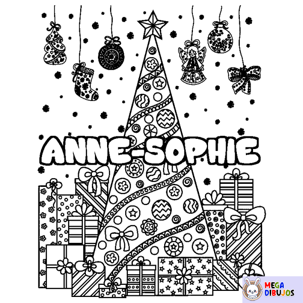 Coloración del nombre ANNE-SOPHIE - decorado &aacute;rbol de Navidad y regalos