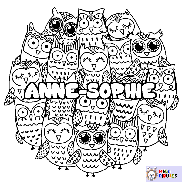 Coloración del nombre ANNE-SOPHIE - decorado b&uacute;hos