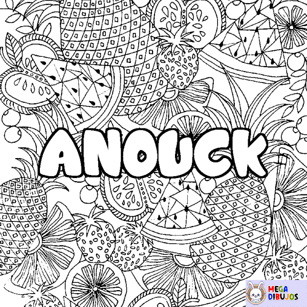 Coloración del nombre ANOUCK - decorado mandala de frutas