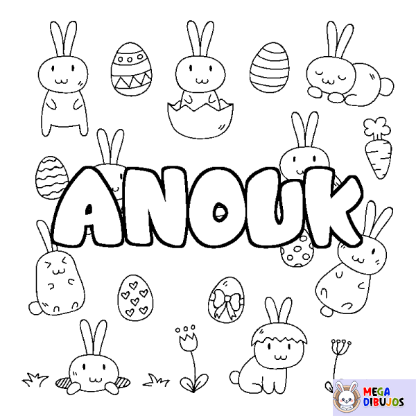 Coloración del nombre ANOUK - decorado Pascua