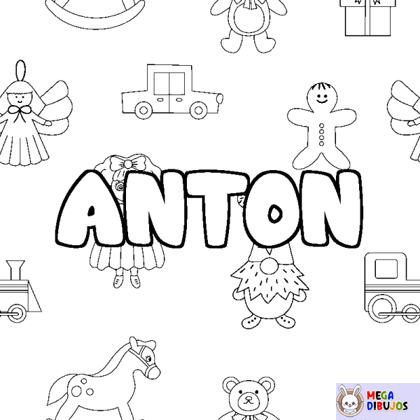 Coloración del nombre ANTON - decorado juguetes