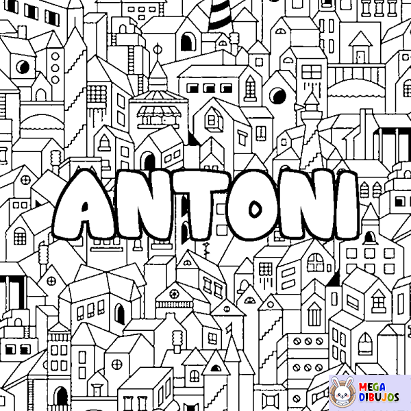 Coloración del nombre ANTONI - decorado ciudad