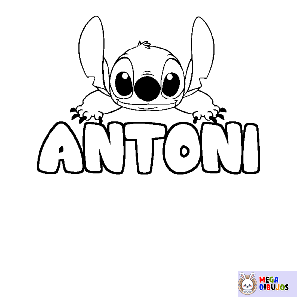 Coloración del nombre ANTONI - decorado Stitch