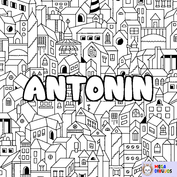 Coloración del nombre ANTONIN - decorado ciudad