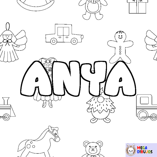 Coloración del nombre ANYA - decorado juguetes