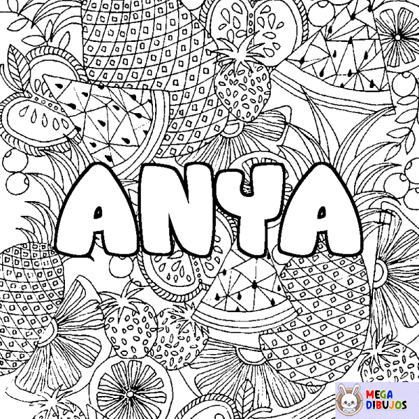 Coloración del nombre ANYA - decorado mandala de frutas