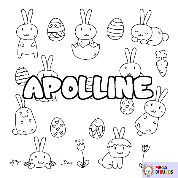Coloración del nombre APOLLINE - decorado Pascua
