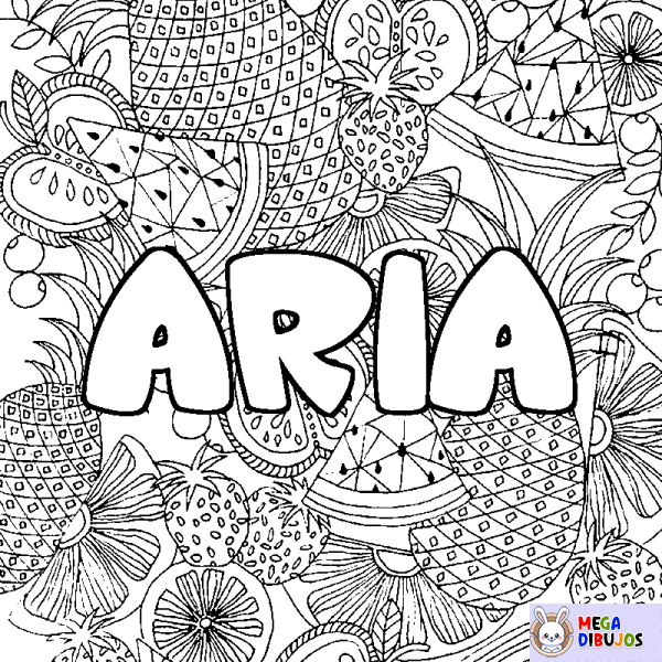 Coloración del nombre ARIA - decorado mandala de frutas