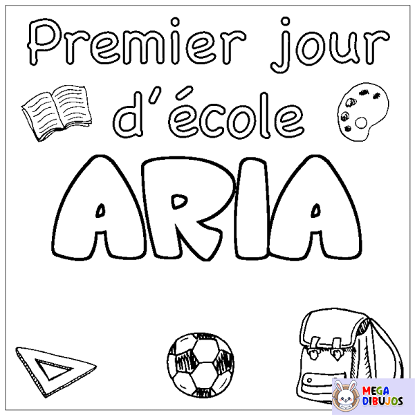 Coloración del nombre ARIA - decorado primer d&iacute;a de escuela