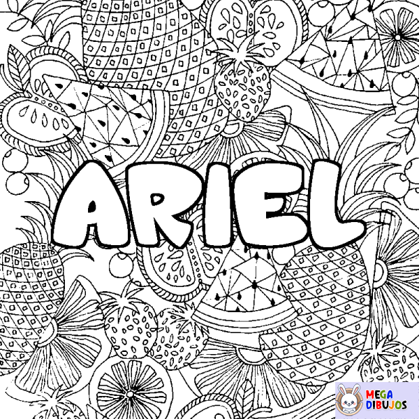 Coloración del nombre ARIEL - decorado mandala de frutas