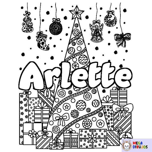 Coloración del nombre Arlette - decorado &aacute;rbol de Navidad y regalos