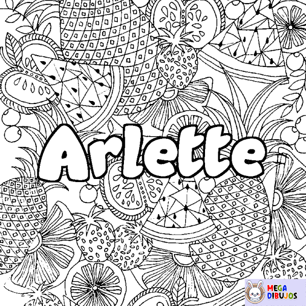Coloración del nombre Arlette - decorado mandala de frutas