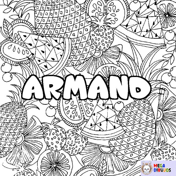 Coloración del nombre ARMAND - decorado mandala de frutas