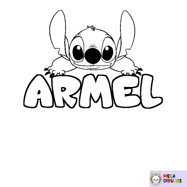 Coloración del nombre ARMEL - decorado Stitch